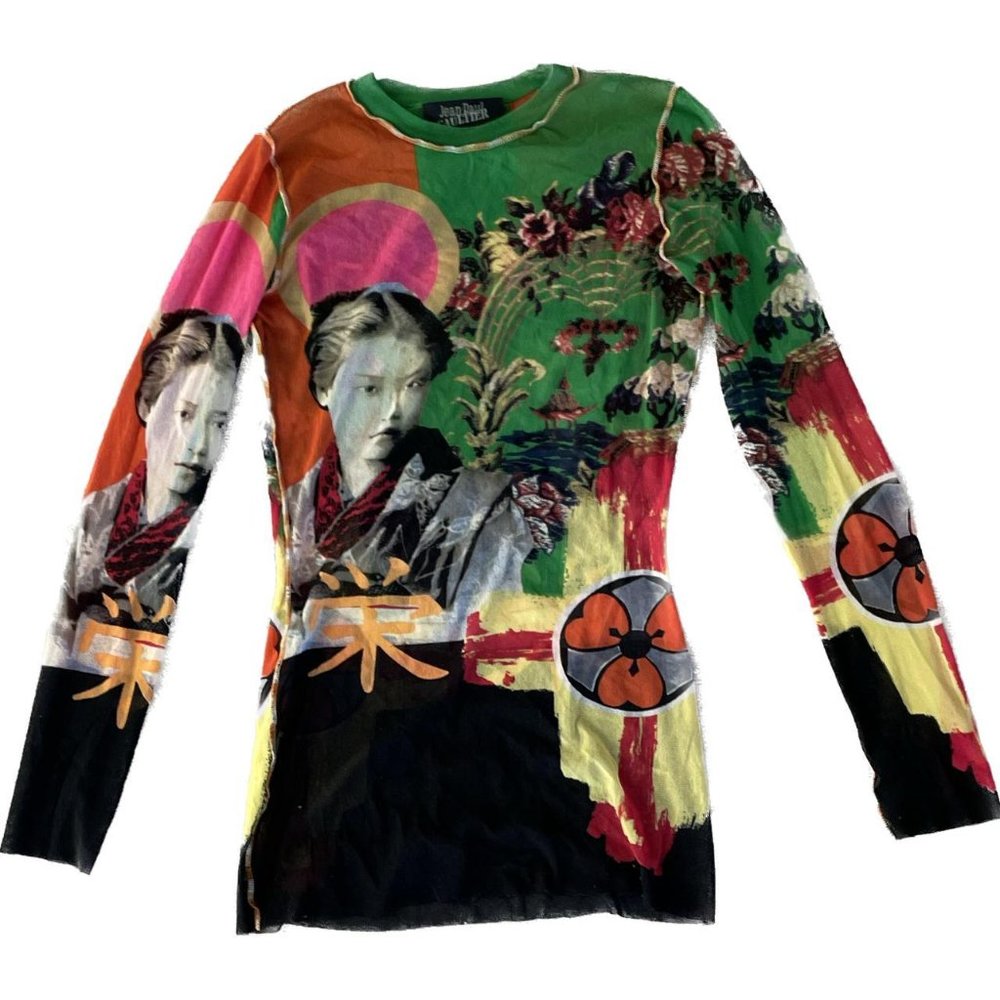 super rare 90s jean paul gaultier long sleeve mesh top!